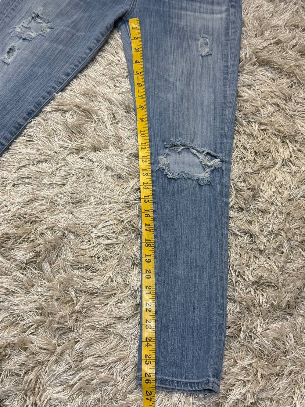 AG Straight Leg Jeans The Stevie Ankle Distressed Light Wash Size 27 - Picture 11 of 16